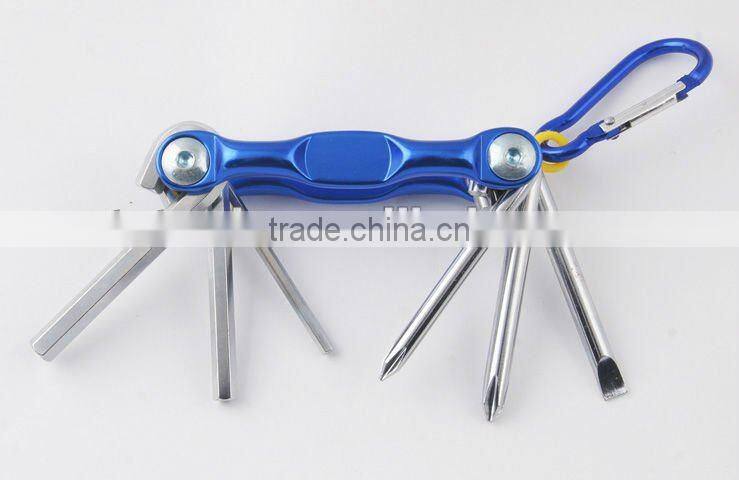2014 new Stock pocket mini multi aluminium oxide promotion bike keychain tools 603-6