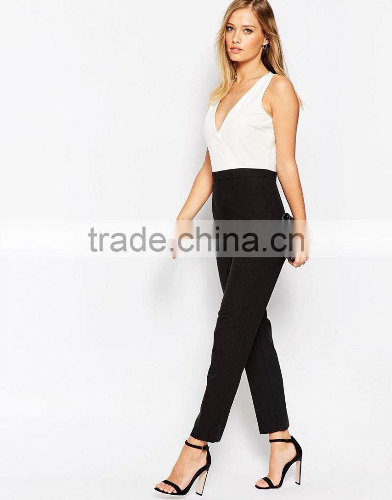 2015 China factory OEM ODM fashionable customized Jumpsuit with Chic Wrap