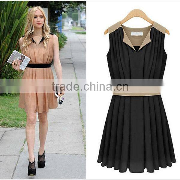 HD-D78 new design OEM factory V-neck women dresses/casual short chiffon dress/party dress
