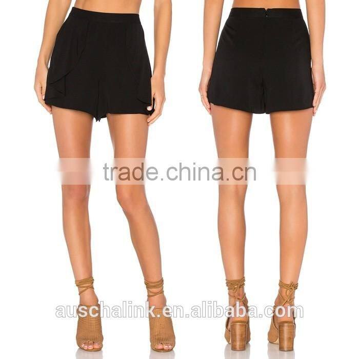 factory price fashion design wholesale girls black ruffle shorts
