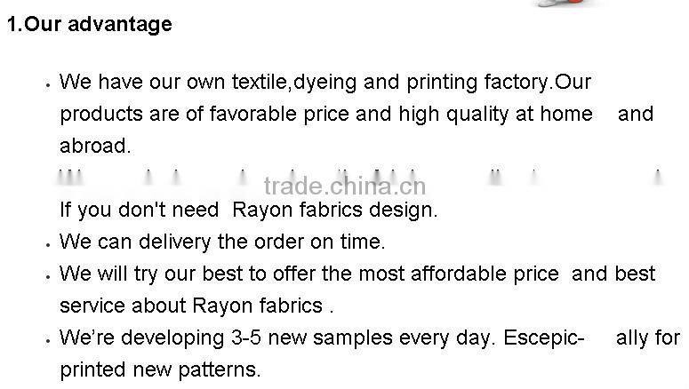 new fashion 100% rayon challis print wholesale 100% rayon print for lady's dress