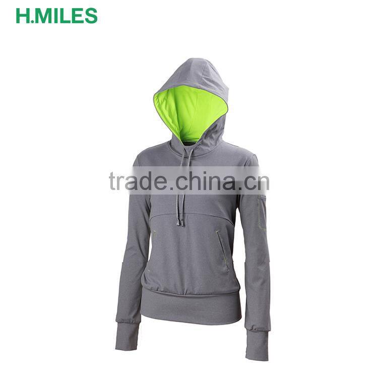 OEM Ladies long sleeve outer sports hoody running jacket