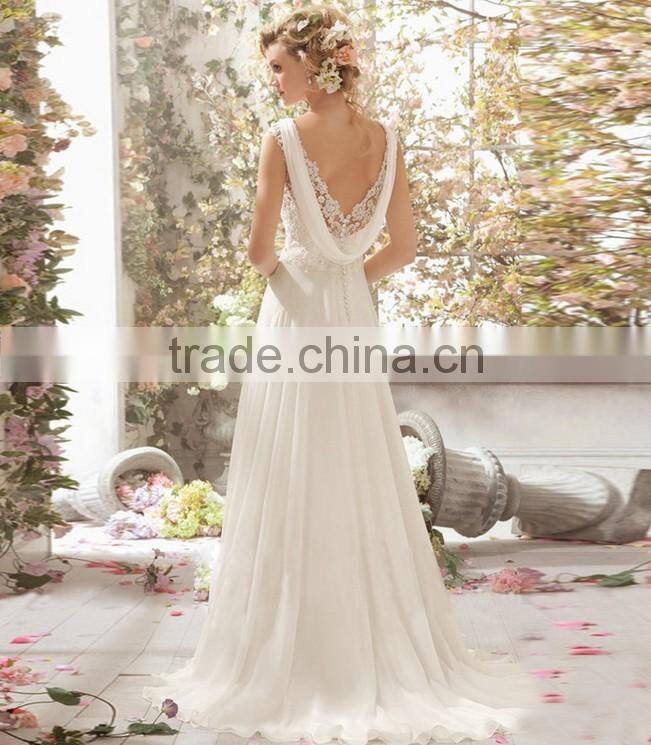 white see through corset lace bodice v neck ladies wedding dress