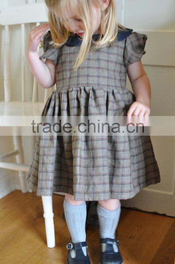 Top Quality Plaid 100% Cotton Summer Baby Girl Dress