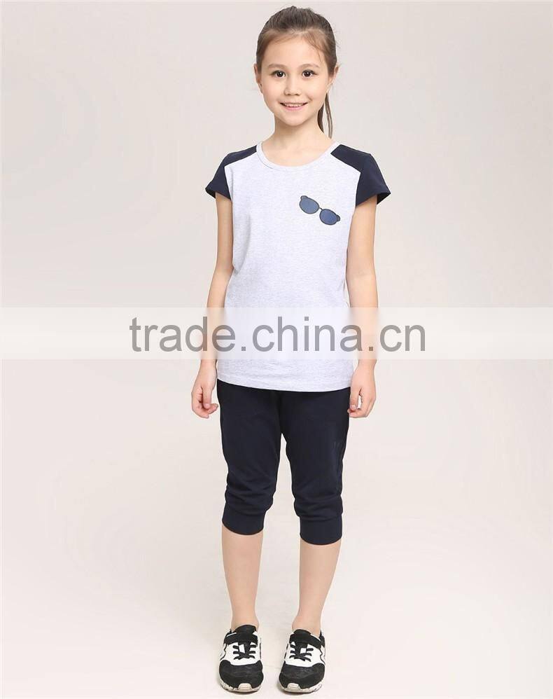2016 fashion dress leisure short sleeves t shirt children's suit of clithes for little girls