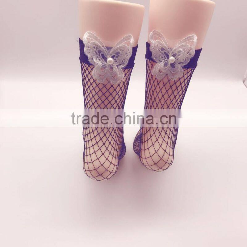 WS-30 Women's Sexy Black Breathable Knee Length Mid Calf Rivet Fishnet Socks.Punk Hollow out Nets Socks.Harajuku Ladies Mesh Sox