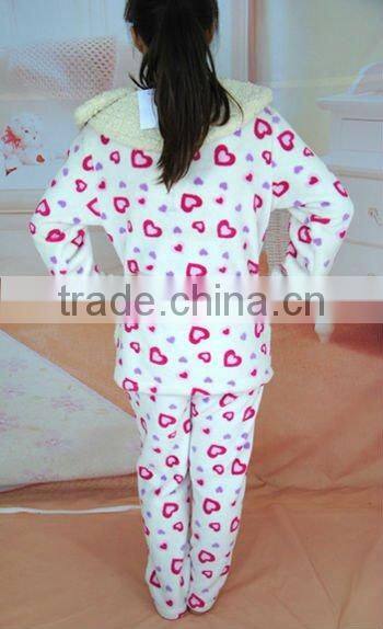 Heart-shaped printed coralfleece bathrobe