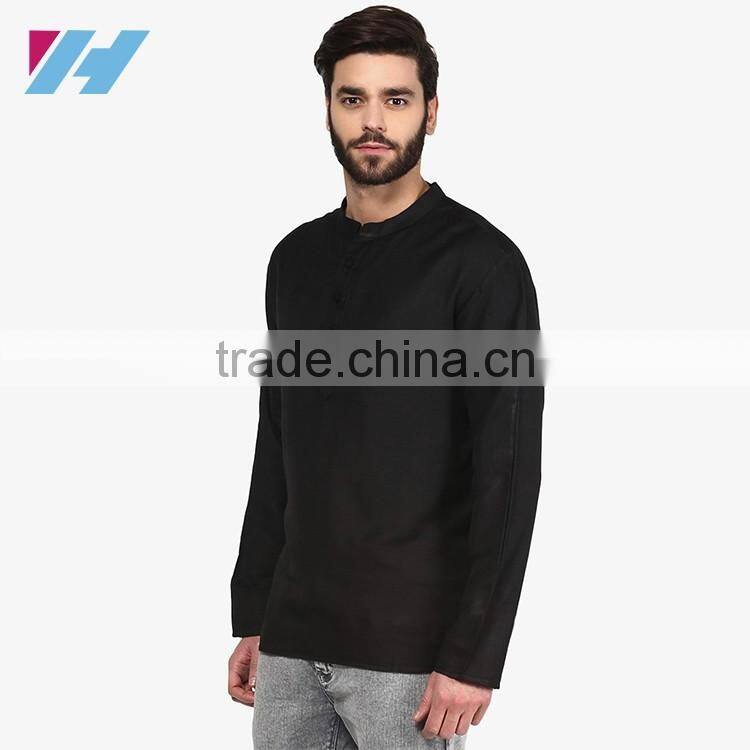 Men's Clothing Long Sleeve Black Kurta Designs For Men