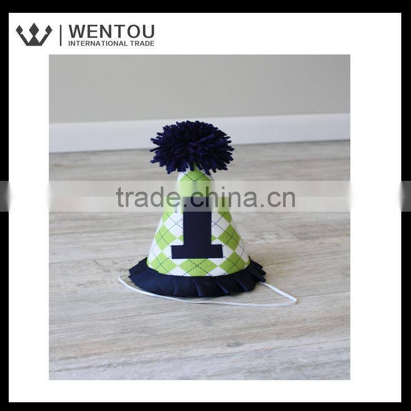 Wholesale Navy Blue and Green Argyle number Birthday Hat