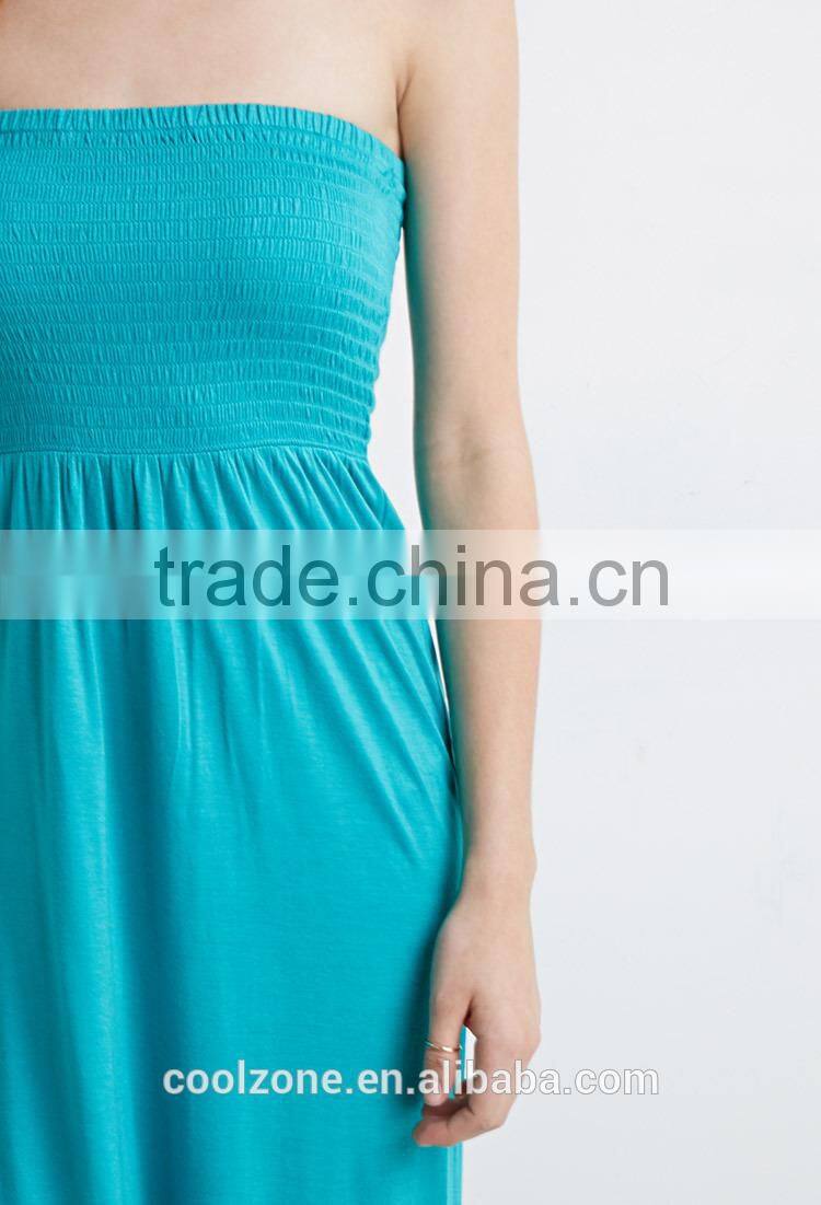 Sexy strapless smocked bodice gown perfect evening gown