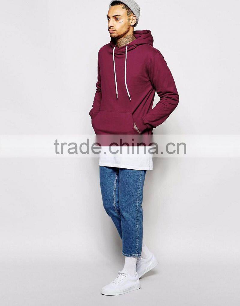 Hot sale long sleeve men's hoodies wholesale side zip oversized hooodies 2016
