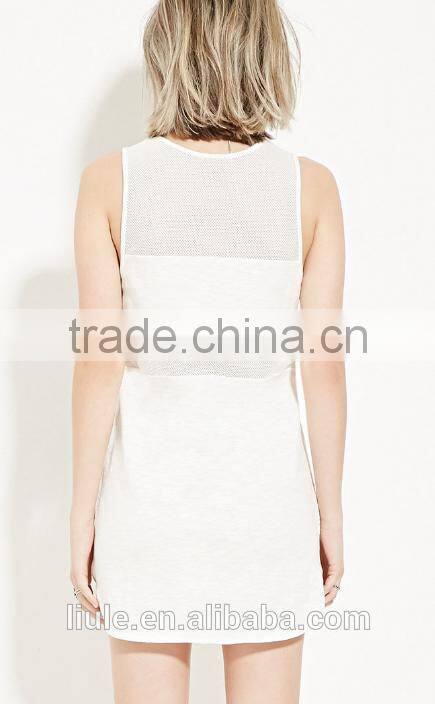 New Design Women Cotton Lace Perspective Sleeveless casual Dresses sexy dress for ladies