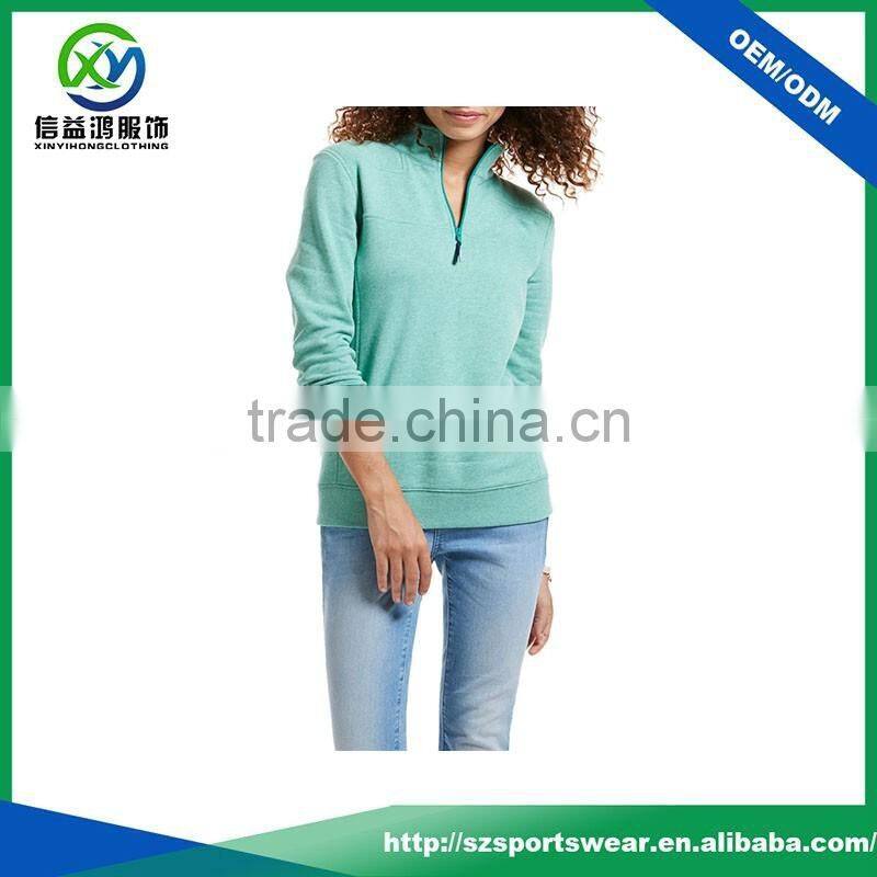 Fashion style ladies 100% cotton plain sport hoodie, breathable pullover windbreaker