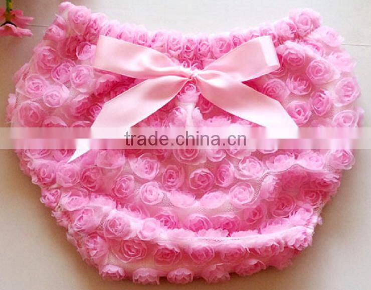 hot pink cotton hot pink chiffon ruffle baby diaper cover/infant rosette diaper cover
