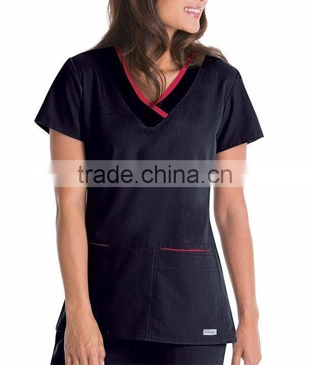 Hot selling two pockets scrubs uniform nurse hospital nurse design