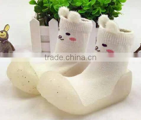 Anti-slide TPR sole baby socks, cotton sock shoes for baby
