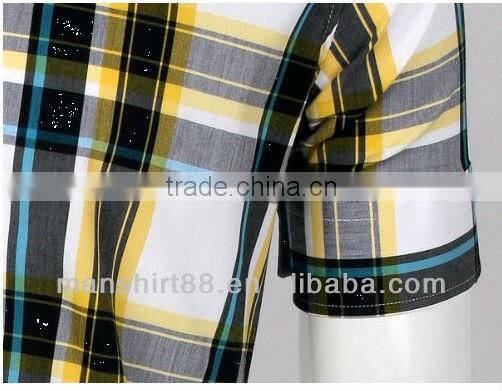 men slim fit basic short sleeve plaid casual shirt