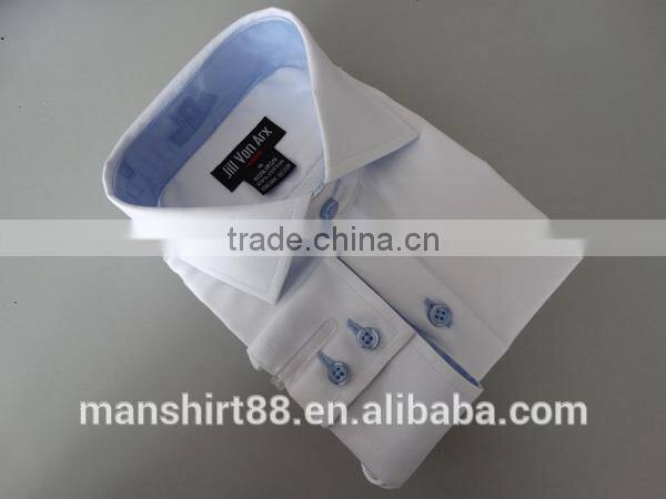 boy's white oxford long sleeve contrast collar and placket spread collar shirt