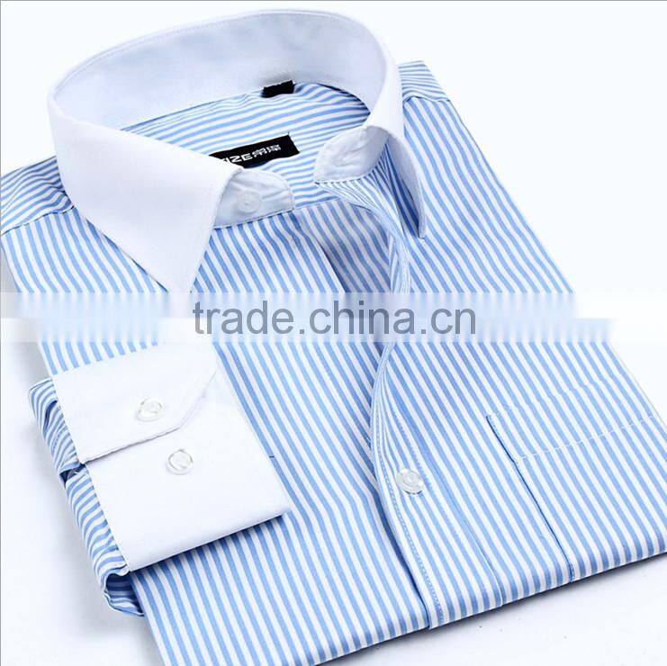 European & American fashionable style white collar & cuff men's dress fitness shirt with long sleeve