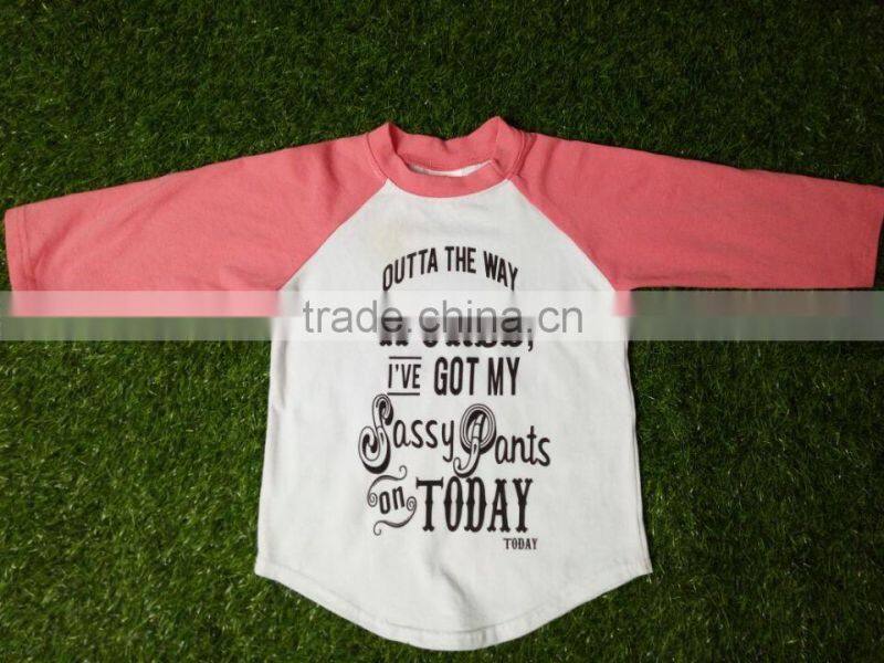 Children clothing 2016 baby latest fancy tops girls letter t-shirt online toddler girl clothes boutique wholesale remake