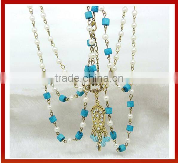 New Design Gold Crystal Beads Hair Band Elastic Headband Headmade Crystal Glass Beads Hair Band