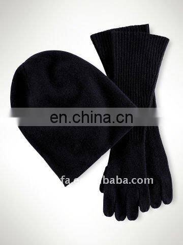 fashiona warm popular cozy soft solid cheaper beanie glove set