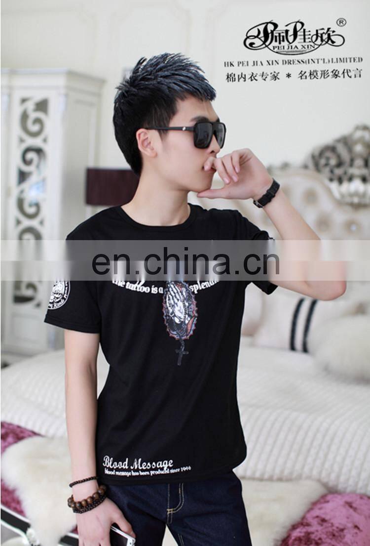 Peijiaxin Latest Design Casual Style Plain Mens Suit Printed Custom Fabric Tshirt