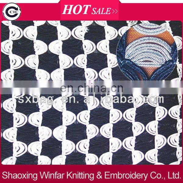 rope chemical lace embroidery fabric for lady dress garment