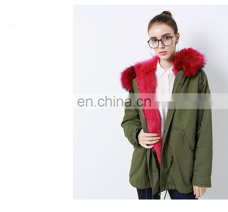 2016 Top Selling Fashion European Outwear Warm Raccoon Fur Collar Hood Winter Jacket Parka