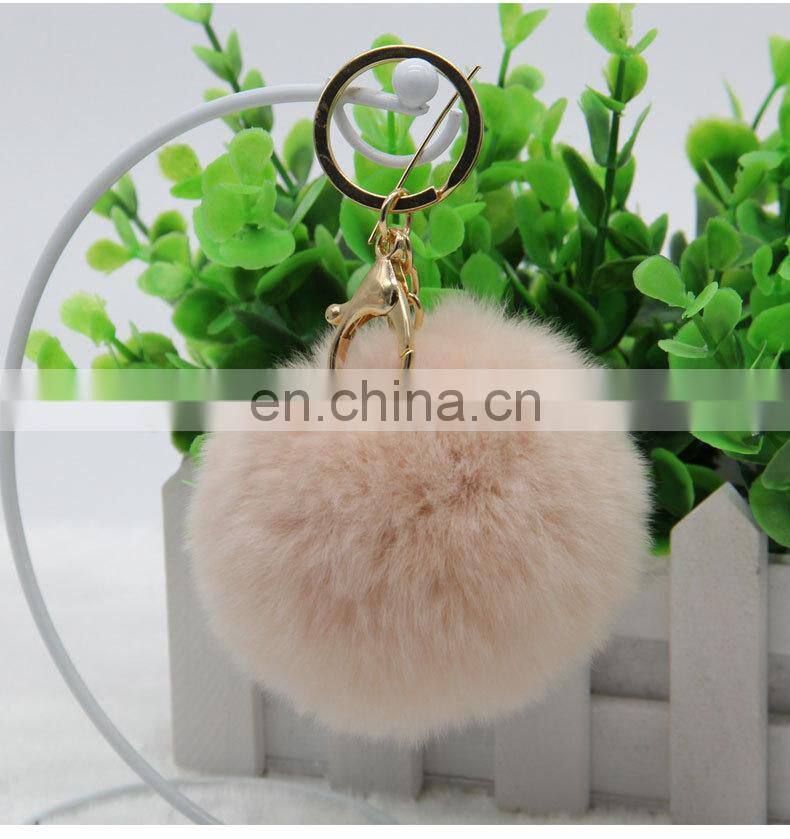 2016 Beautiful and Softly Multicolor Fur Ball Keychain Genuine Rabbit Fur Pom Pom Key Chain