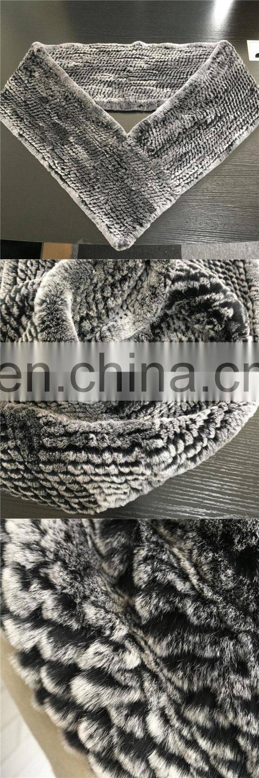 2016 New Year Fashion Products Promotional Genuine Rex Rabbit Fur Lady's Knit Scarf