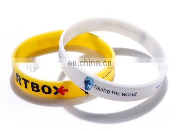 Debossed color filled silicon wristband, Custom logo rubber bracelet