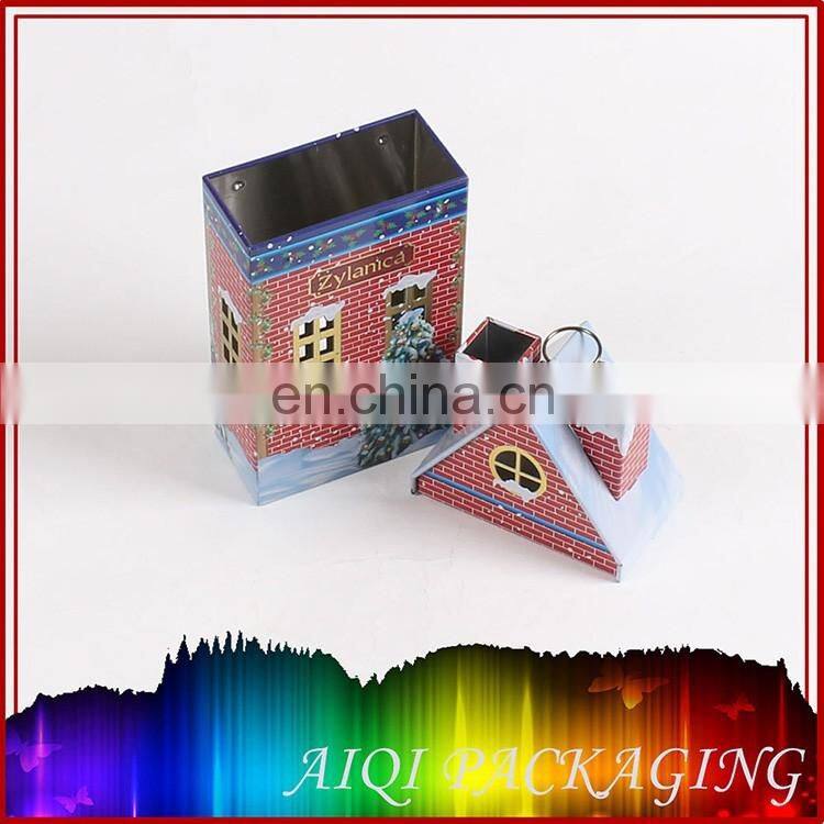 house shape christmas gift tin box/tin can/metal box