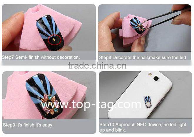 Micro RFID LED Flashing NFC Nail Tag / Sticker