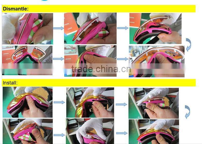 Latest scratch mirrored colorful motocross goggles with CE certified