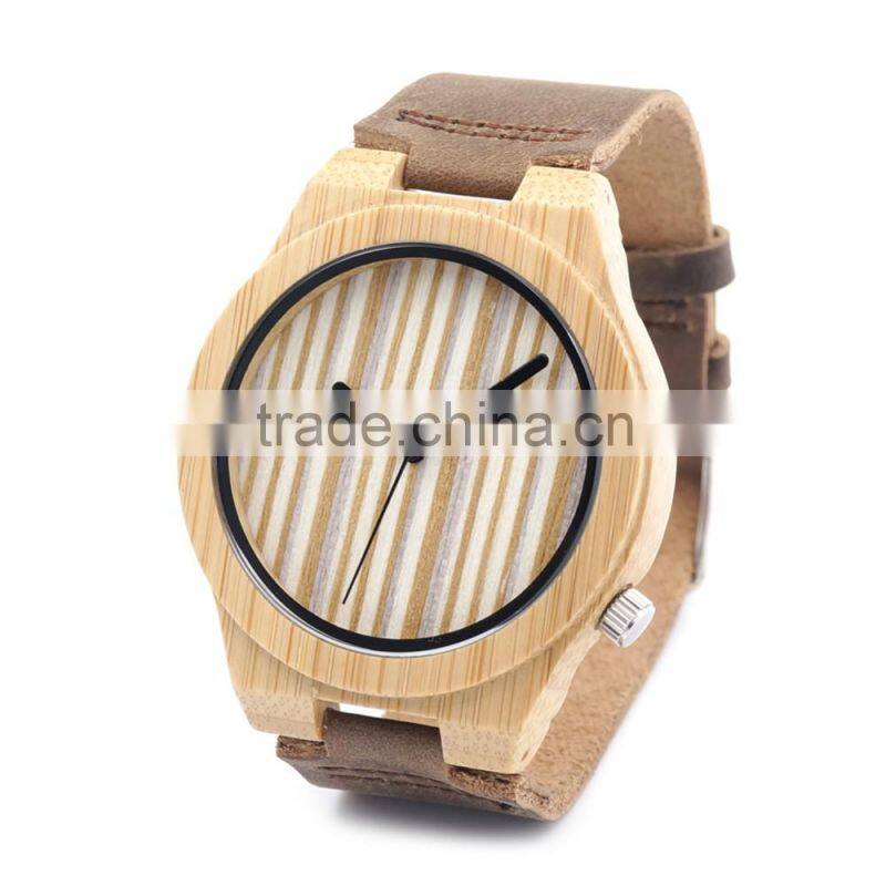 Unique Vogue Mens Quartz Watches Wooden Outdoor Sport Watches mens watch with Leather Strap Relojes Hombre 2016