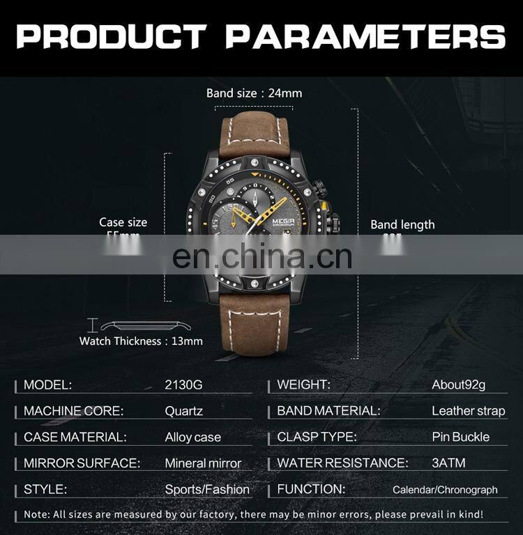 MEGIR 2130 Luxury Watches Online Fashionable Quartz Analogue Leather Band Waterproof Sport Men Wrist Watch
