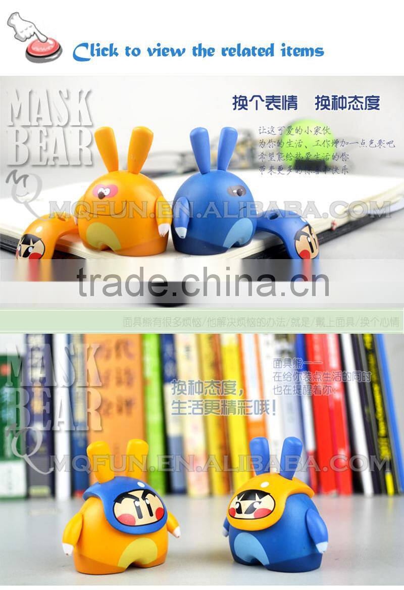 Mini Qute Mask Bear 6.5cm Kart Racer Black girl gift plastic reloading action figures Game Cartoon toy car Decoration model