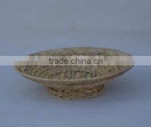 Round Natural Water Hyacinth Woven Table Fruit Tray
