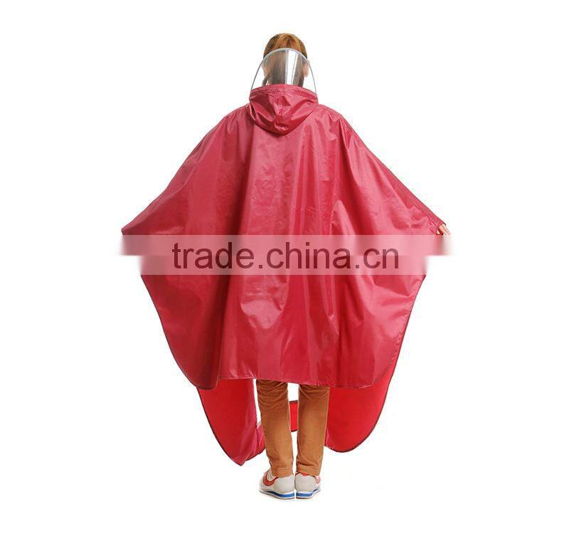 Oxford unisex waterproof pvc hooded rain cape poncho for adults