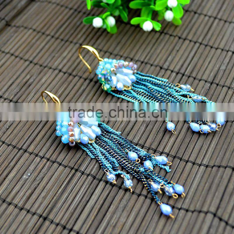 Hot sale new designs for women chain earring ,2015 Fashion design tassels earrings