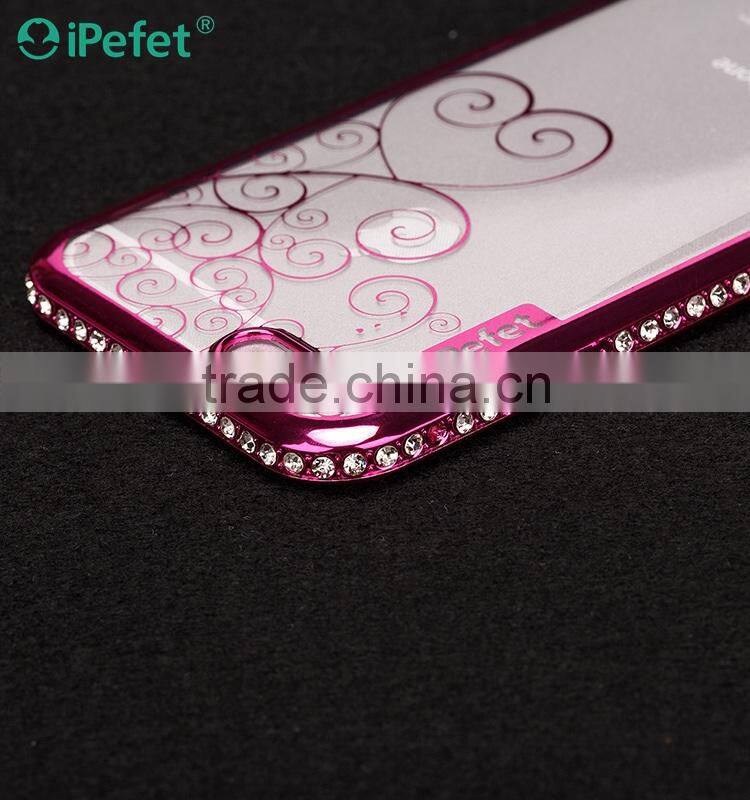 Electroplating Diamond Bumper Clear Crystal TPU Mobile Phone Case Cover For iPhone 6/s