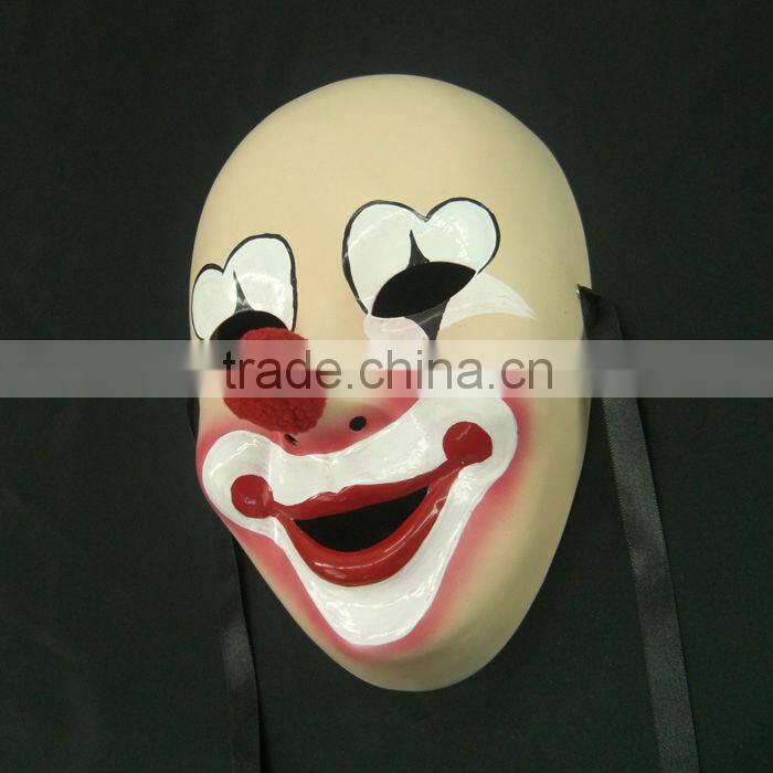 Comedic Joker Mask White Eye Red Mouse And Nose Hand Made