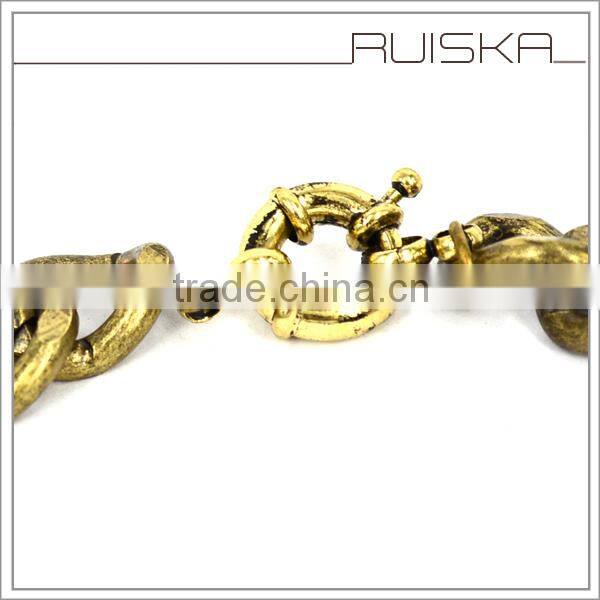 Antique Bronze Plated Crystal Necklace Jewelry