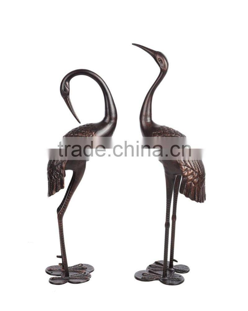 43 Inch Sculptured Cranes in Bronze Finish