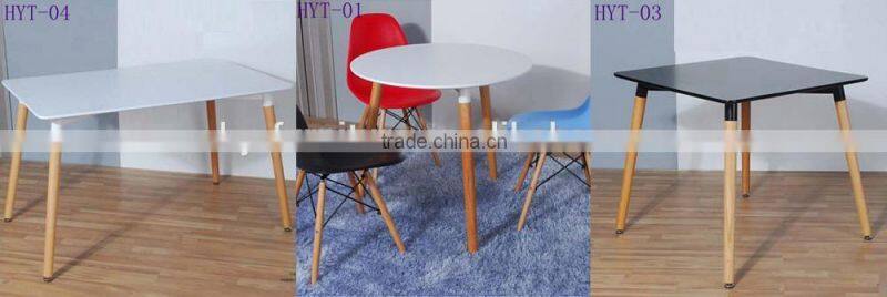 Modern living room furniture PP Plastic Table with Wooden Legs