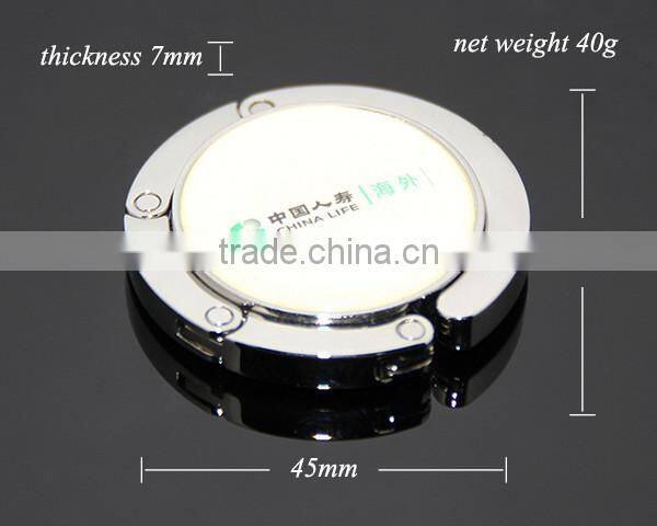 Customized Print Green Velvet Bag Packing Gift Set Round Folding Metal Custom Logo Purse Hanger Hook