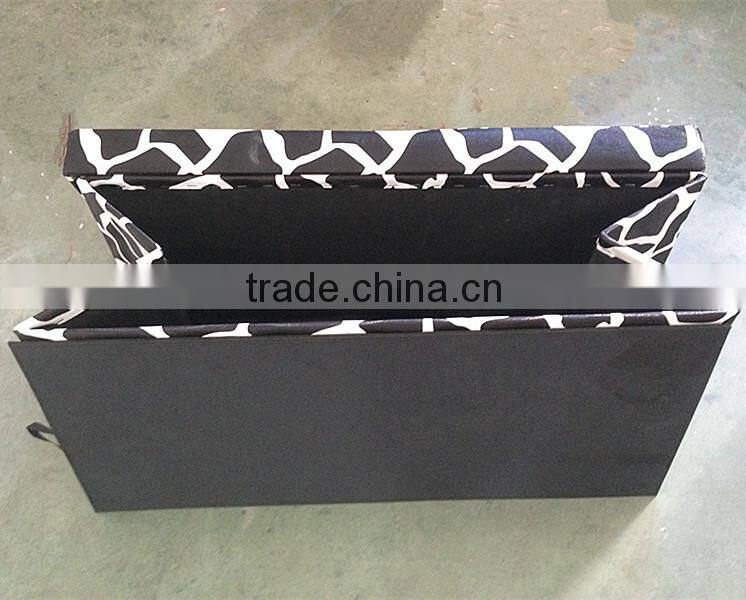 multifunctional cow pattern PVC leather indoor long wooden storage folding bench