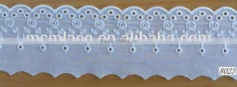 2015 Embroideried scallop cotton eyelet lace trim