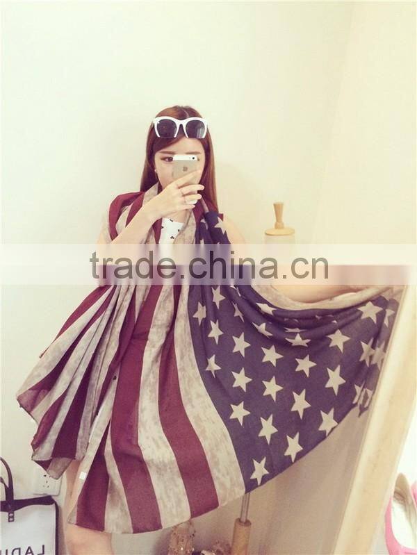 VINTAGE Team USA Boho American Flag Knit Scarf, Infinity Loop Circle Scarf, Cotton Lightweight Patriots' Day Gift